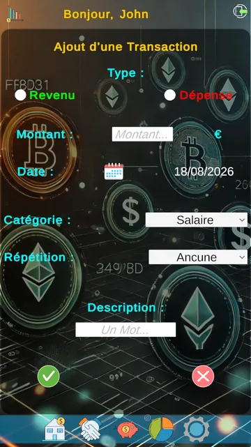 Formulaire d'ajout d'une transaction