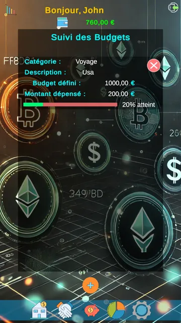 Suivi d'un budget avec barre de progression